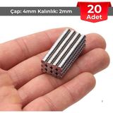 NeoHobi [20 Adet] Neodyum Mıknatıs Çap: 4mm Kalınlık: 2mm [D4X2] Ndfeb Güçlü Mıknatıs – Yuvarlak [N005]