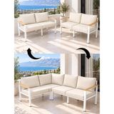 Neokas Bahçe Köşe Takımı, L Koltuk, 4 Kişilik Bahçe Mobilyası, Behçe Mobilyası - 55 X 60 - Beyaz