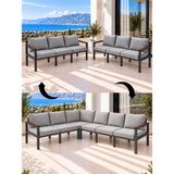 Neokas Bahçe Mobilyası 6 Kişilik L Koltuk Köşe Takımı Balkon Oturma Grubu - 55 X 60 - Beyaz