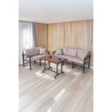 Neokas Bahce Mobilyası, Modern Balkon Mobilyası, Kafe Oturma Takımı, Teras Koltugu, Balkon Oturma Grubu, 2+3+M - 55 X 60 - Antrasit