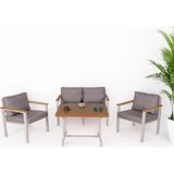Neokas Bahçe Takımı, Balkon Mobilyası, 1+1+2+Masa, Kafe Koltuğu, Bekleme Alanı Koltuğu - 55 X 60 - Beyaz