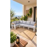 Neokas Balkon L Koltuk, 5 Kişilik Köşe Takımı, Bahçe Mobilyası - 55 X 60 - Beyaz