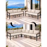 Neokas Balkon L Koltuk 6 Kişilik Köşe Takımı, Metal Bahçe Mobilyası, Balkon Oturma Grubu - 55 X 60 - Beyaz