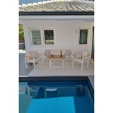 Neokas Balkon Mobilyası, Bahçe Takımı, Kafe Koltuğu, Bekleme Alanı Koltuğu, 1 +1 + 3+ Masa Beyaz