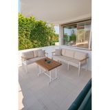 Neokas Balkon Mobilyası, Bahçe Takımı, Kafe Koltuğu, Bekleme Alanı Koltuğu, 2 + 3 + Masa - 55 X 60 - Beyaz