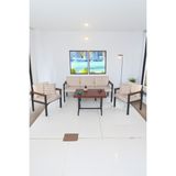 Neokas Balkon Mobilyası, Metal Oturma Grubu, Balkon Seti, Kafe Koltuğu, Bekleme Alanı Koltuğu, 1 + 1 + 3 + M - 55 X 60 - Antrasit