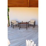 Neokas Balkon Mobilyası, Metal Oturma Grubu, Balkon Seti, Kafe Koltuğu, Teras Takımı, 2 Tekli Koltuk + 1 Adet Masa - 55 X 60 - Antrasit