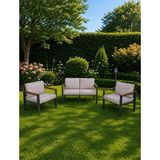 Neokas Balkon Seti, 1 + 1 + 2 Bahçe Takımı, Masasız, Kafe Koltuğu, Bekleme Alanı Koltuğu, - 55 X 60 - Beyaz