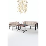 Neokas Metal Bahçe Takımı, Balkon Seti, Kafe Koltuğu, Bekleme Alanı Koltuğu, 2 + 3 + M Beyaz
