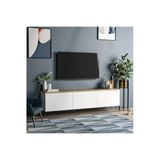 Neon Duvara Monte 3 Kapaklı Tv Sehpası – 160 Cm – Minimal Tasarım Beyaz-Safir Meşe