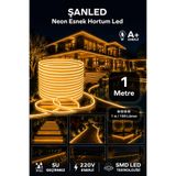 NEON Esnek Hortum Şerit Led BEYAZ,GÜN IŞIĞI,KIRMIZI, YEŞİL,MAVİ,AMBER rengi + 220V Fiş/1,2,3,4,5,10,15,20,25,50,100 Metre (AMBER, 1 m)