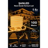 NEON Esnek Hortum Şerit Led BEYAZ,GÜN IŞIĞI,KIRMIZI, YEŞİL,MAVİ,AMBER rengi + 220V Fiş/1,2,3,4,5,10,15,20,25,50,100 Metre (AMBER, 100m)