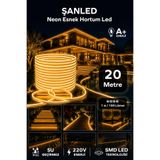 NEON Esnek Hortum Şerit Led BEYAZ,GÜN IŞIĞI,KIRMIZI, YEŞİL,MAVİ,AMBER rengi + 220V Fiş/1,2,3,4,5,10,15,20,25,50,100 Metre (AMBER, 20m)