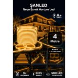NEON Esnek Hortum Şerit Led BEYAZ,GÜN IŞIĞI,KIRMIZI, YEŞİL,MAVİ,AMBER rengi + 220V Fiş/1,2,3,4,5,10,15,20,25,50,100 Metre (AMBER, 4m)