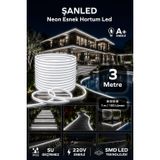 NEON Esnek Hortum Şerit Led BEYAZ,GÜN IŞIĞI,KIRMIZI, YEŞİL,MAVİ,AMBER rengi + 220V Fiş/1,2,3,4,5,10,15,20,25,50,100 Metre (BEYAZ IŞIK, 3m)
