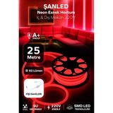 Neon Esnek Hortum Şerit LED Kırmızı Rengi + 220V FIŞ/1,2,3,4,5,10,15,20,25,50,100 Metre - 25 m