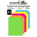 Neon Fosforlu Renkli A3 Fotokopi Kağıdı 100 Lü 1 Paket 100 Adet Fosforlu 5 Renk Parlak Canlı Renkler Fotokopi Kağıdı