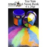 Neon Fosforlu Toz Sim 6 Renk 120 gr 1 Paket Tuzluklu Karışık 6 Lı Renkli Canlı Neon Toz Sim Büyük Epoksi Reçine - Standart - Neon Yellow