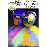 Neon Fosforlu Toz Sim 6 Renk 120 gr 2 Adet Tuzluklu Karışık 6 Lı Renkli Canlı Neon Toz Sim Büyük Epoksi Reçine - Standart - Neon Yellow