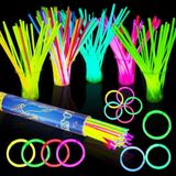 NEON GLOW STİCK IŞIKLI FOSFOR ÇUBUK IŞIKLI BİLEKLİK 200 ADET IŞIKLI KOLYE IŞIKLI ÇUBUK NEON IŞIK