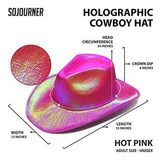 Neon Hologramlı Kovboy Model Parti Şapkası Fuşya Yetişkin 39X36X14 cm