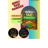 Neon Işıklı 7 Renk Işık Boyama Kalemli Led Resim Panosu Boyama Tahtası Kalemleri 20 X 20 0