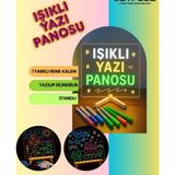Neon Işıklı 7 Renk Işık Boyama Kalemli LED Resim Panosu Boyama Tahtası Kalemleri 20 x 20 - 1,20 m - Çok Renkli