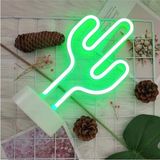 Neon Işıklı Kaktüs Masa Gece Lambası Usb+Pil Ev-Ofis Oyuncu Odası Çocuk-Beşik Odası Neon LED Kaktüs - 29 x 15 - Yeşil