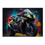 Neon Işıklı Motosiklet Dekoratif ahşap Tablo 50cmX 70cm