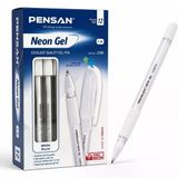 Neon Jel Kalem 1.0 Mm Beyaz Yuvarlak Tasarım Ergonomik Tutuş Isviçre Elmas Uçlu 12 Li Paket