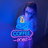 Neon Kahve 3 Neon Tabela, Neon Metal Dekor, Neon Duvar Sanatı, Neon Duvar Dekoru, Kahve Dükkanı Dekoru (Uzaktan Kumandalı)
