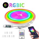 Neon Led Esnek Aydınlatma - Rgb Magıc Smart - 5 Metre Paket Ip67 - Uzaktan Kumanda + Uygulama Go-53-Vice