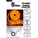 Neon LED Şerit 5 Metre Anahtarlı Tak Çalıştır Adaptörlü - Turuncu