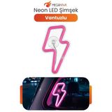 Neon Led Şimşek Işıklı Araç İçi Dekor Lambası Vantuzlu Pembe Ortam Aydınlatma Vitrin