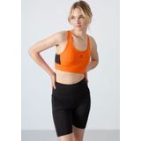 Neon Oranj Çapraz Sırt Detaylı Slim Fit U Yaka Pedli Kadın Spor Büstiyer - 97121
