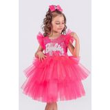 Neon Pembe Pul Payet Tütü Elbise - 4 Yaş