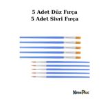 NEON PLUS 10 Adet Fırça, Sulu Boya, Akrilik Boya, Guaj Boya, Yağlı Boya, Resim Boyama,