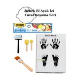 NEON PLUS 25x35 Tuval, Parmak Boyası 6x22ml, Zemin Fırça, Rulo Fırça, 2'li ponpon Fırça, Bebek El Ayak İzi