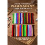 NEON PLUS 50 Adet Simli Sönil Ve 50 Adet Düz Sönil Karışık Renk