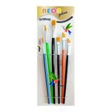 NEON PLUS 6 Lı Sanatsal Resim Fırçası Set Akrilik, Yağlı, Sulu, Guaj Boya, Tuval, Ahşap, Metal, Cam Boyama