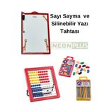 NEON PLUS Abaküs, Sayı Boncuğu, Sayı Çubuğu ve Silinebilir Yazı Tahtası Çift Taraflı