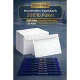 Neon Plus Düğün, Para Takı Zarfı Ağzı Yapışkanlı 200 Adet ve 20 Adet Tükenmez Kalem