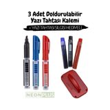 NEON PLUS Kartuşlu Beyaz Tahta Kalemi 7 Li Set 1 Siyah 1 Kırmızı 1 Mavi Ve Kartuşları, Tahta Silgisi