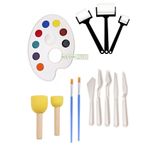 NEON PLUS Palet, 3'lü Rulo Fırça, 2'li Ponpon Fırça ve 5'li Spatula ve 2'li Düz Fırça Seti