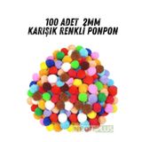 NEON PLUS Peluş Ponpon 2 cm 100 Adet Karışık Renkli