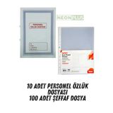 NEON PLUS Personel Özlük Dosyası 10 Adet ve Şeffaf Poşet Dosya 100 adet set