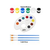 NEON PLUS Resim palet, 3ml akrilik boya (6 Renk) ve 3 Adet Fırça
