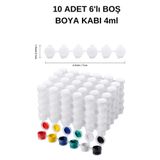 NEON PLUS Toplam 10 Adet Boş Boya Kutusu 3ml Kapaklı, 6'lı Set, Tüm Boyalar Için