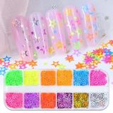 Neon Renkli Yıldızlar Tırnak Süsleme Folyo Pulları Mix Nail Art