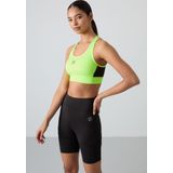 Neon Sarı Çapraz Sırt Detaylı Slim Fit U Yaka Pedli Kadın Spor Büstiyer - 97121